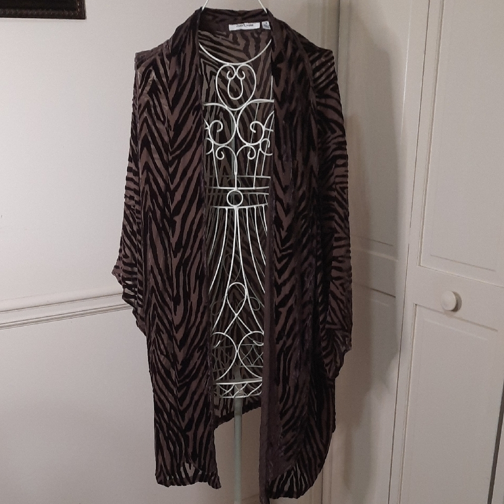 Joan Rivers Zebra Print Cardigan in Brown